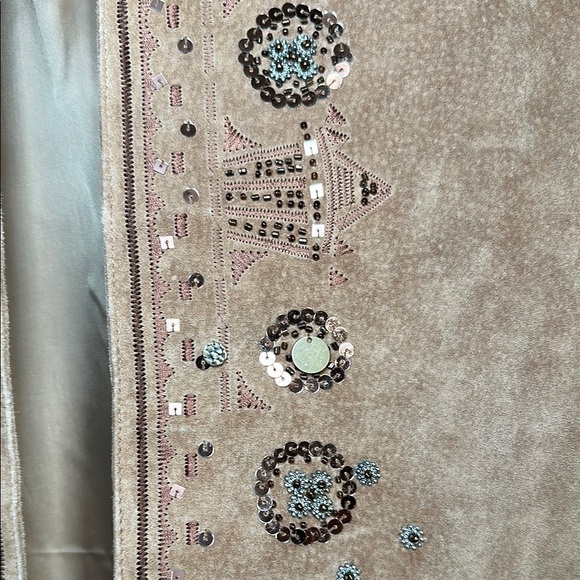 Chicos Embroidered Tan Leather Jacket M - Picture 5 of 8